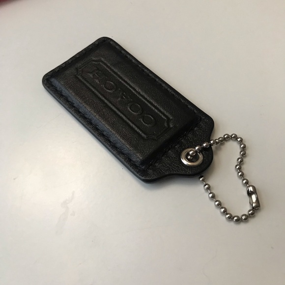 Coach Large Leather Hang Tag, Black / Silver - Picture 4 of 8
